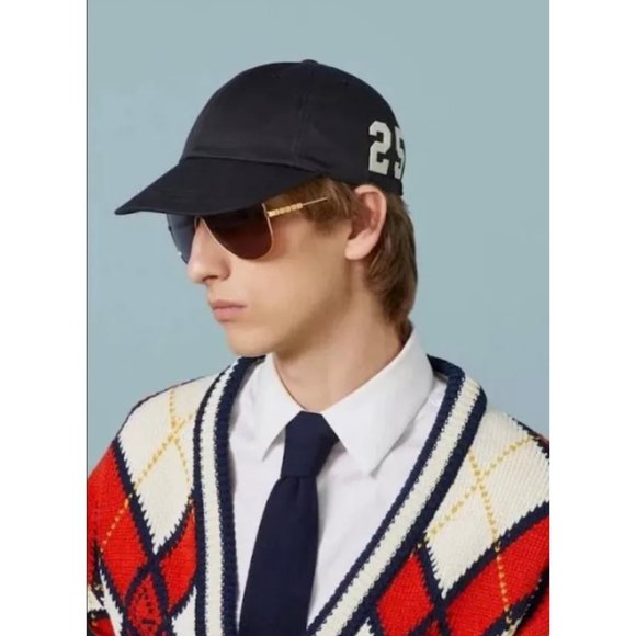 Gucci Men’s Patch 25 Baseball Cap Hat Black M751400